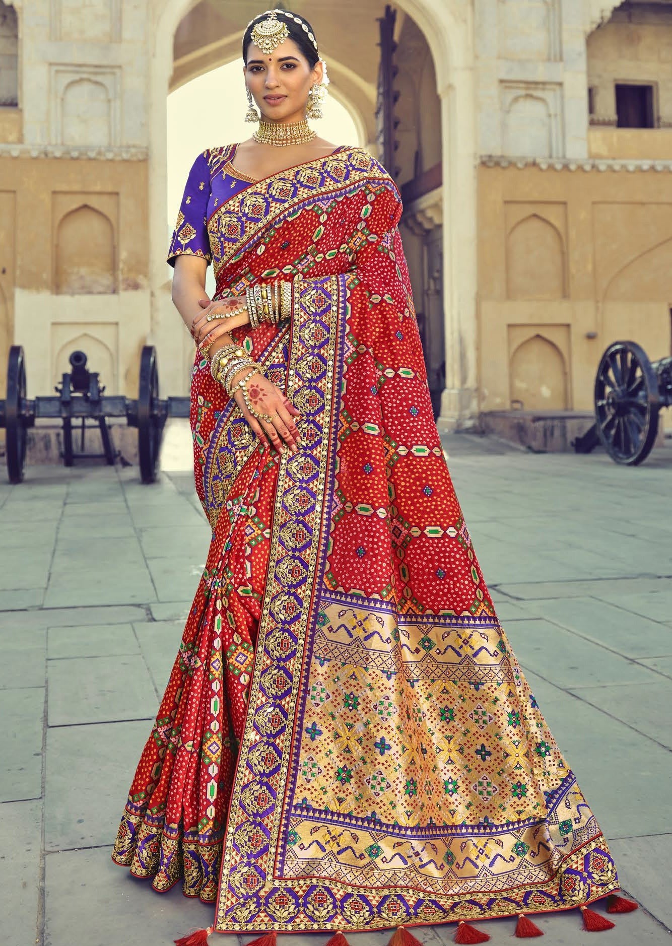 Banarasi Patola Silk Red Bridal Saree