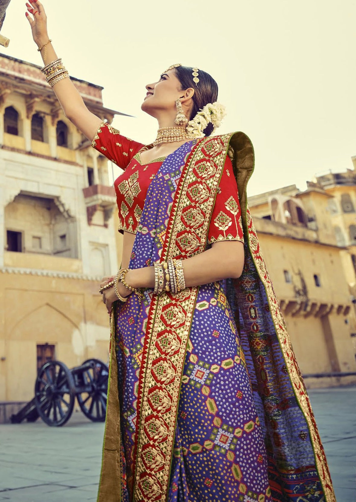 Bandhej Patola Banarasi Silk Violet Purple Bridal Saree