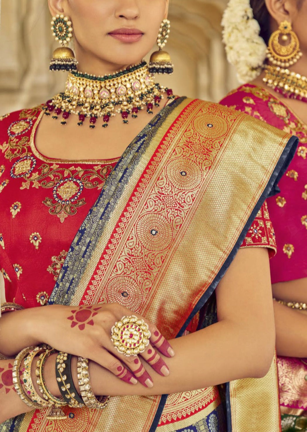 Banarasi Patola Silk Blue Bridal Brocade Saree