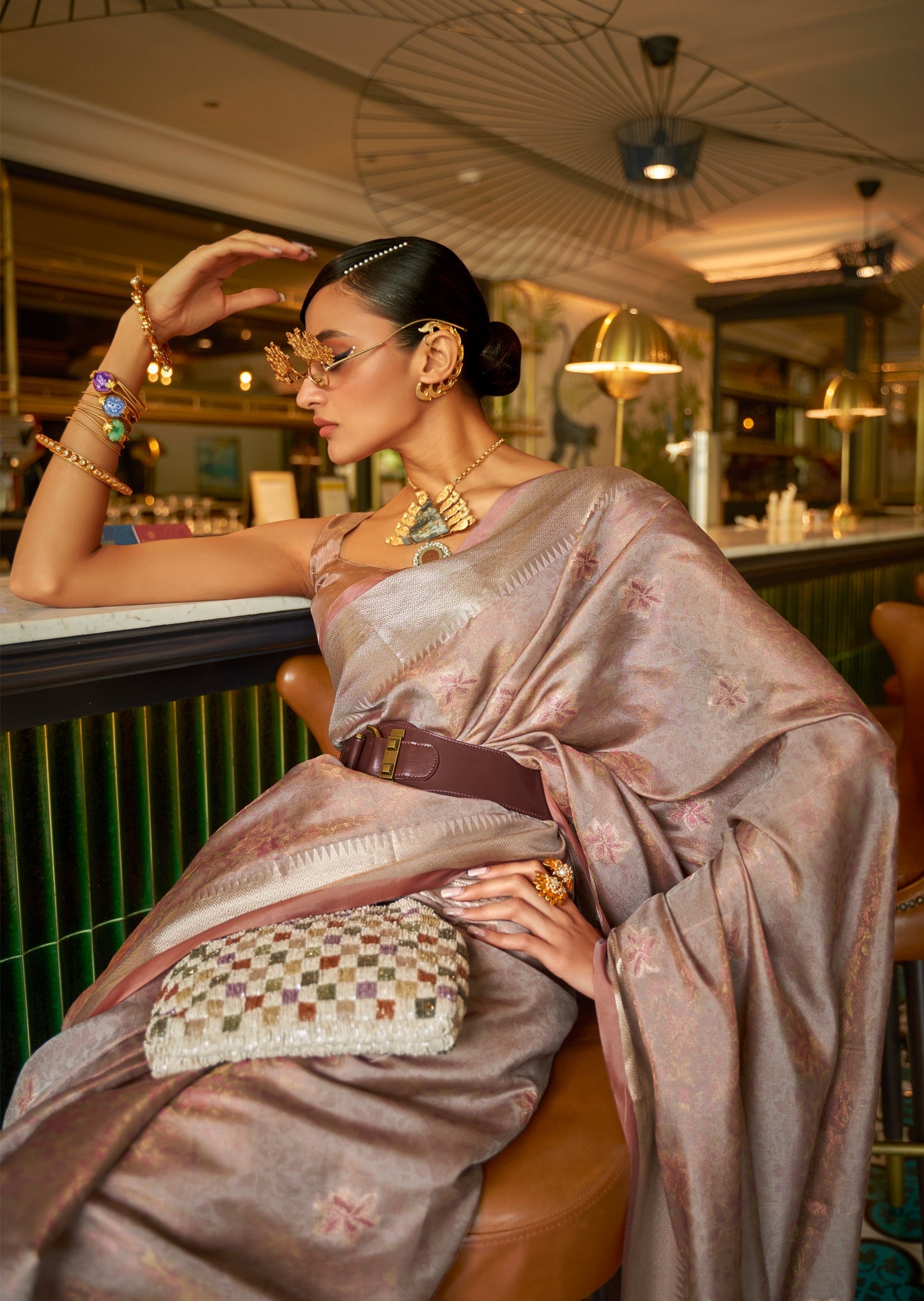 Banarasi Organza Handloom Saree (Silverberry Purple)