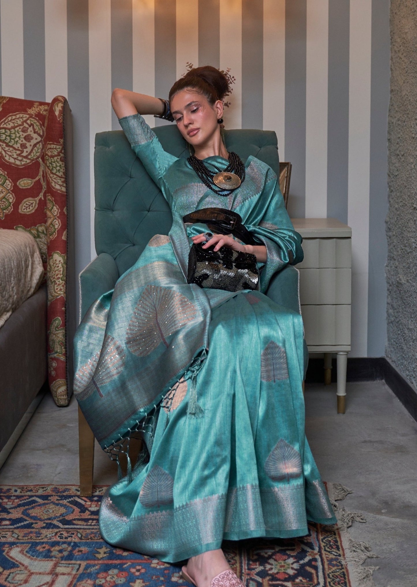 Pure Banarasi Silk Zari & Sequins Work Saree