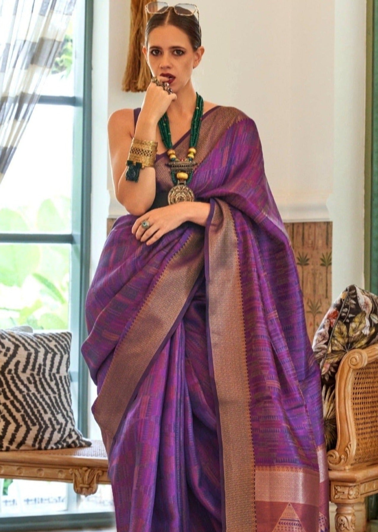 Kalki koechlin organza saree online shopping.
