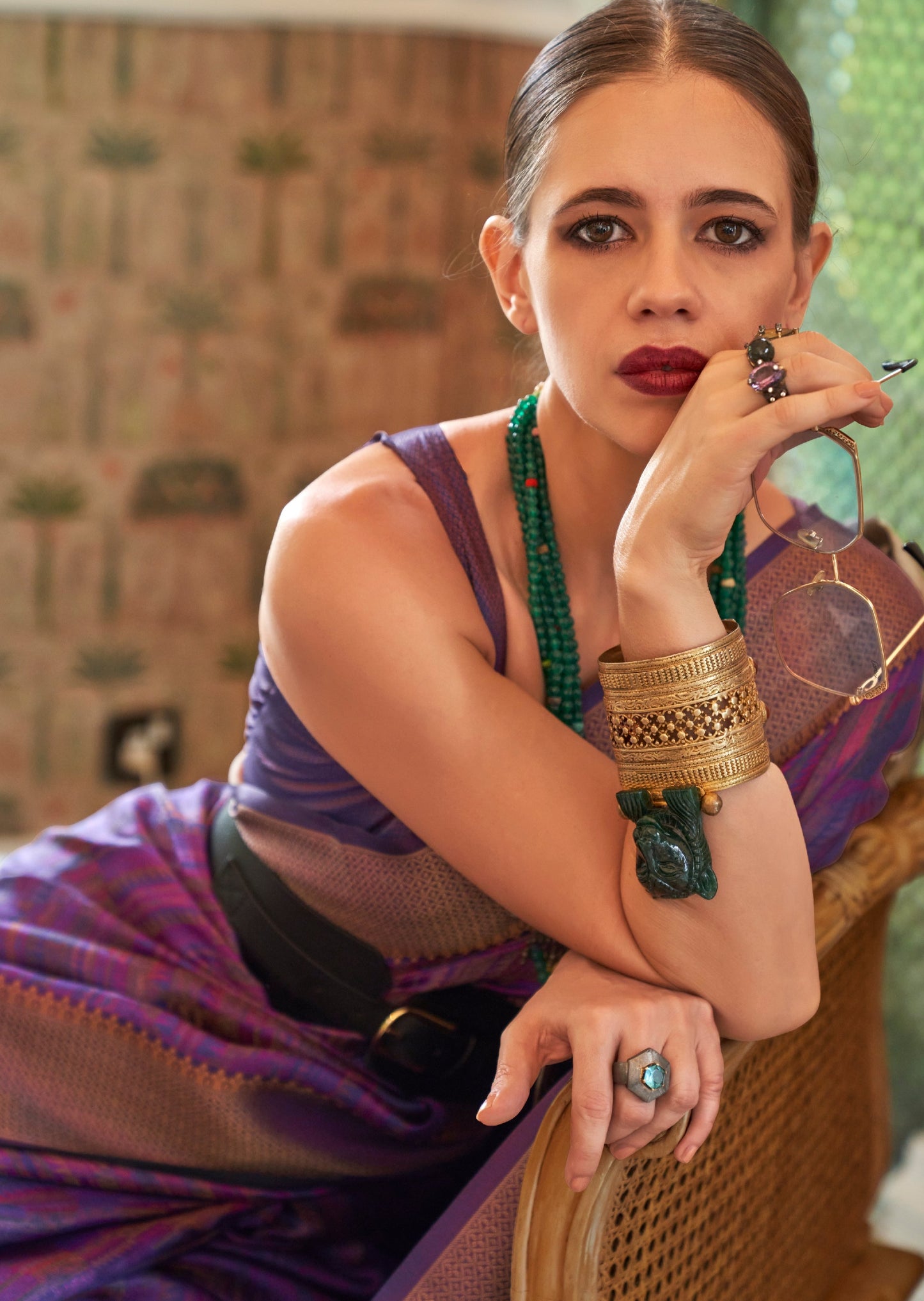 Kalki Koechlin Pure Organza Purple Saree