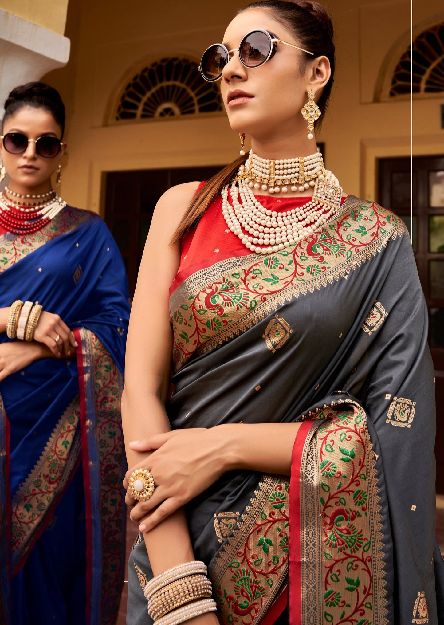 Pure Silk Weaving Grey Saree