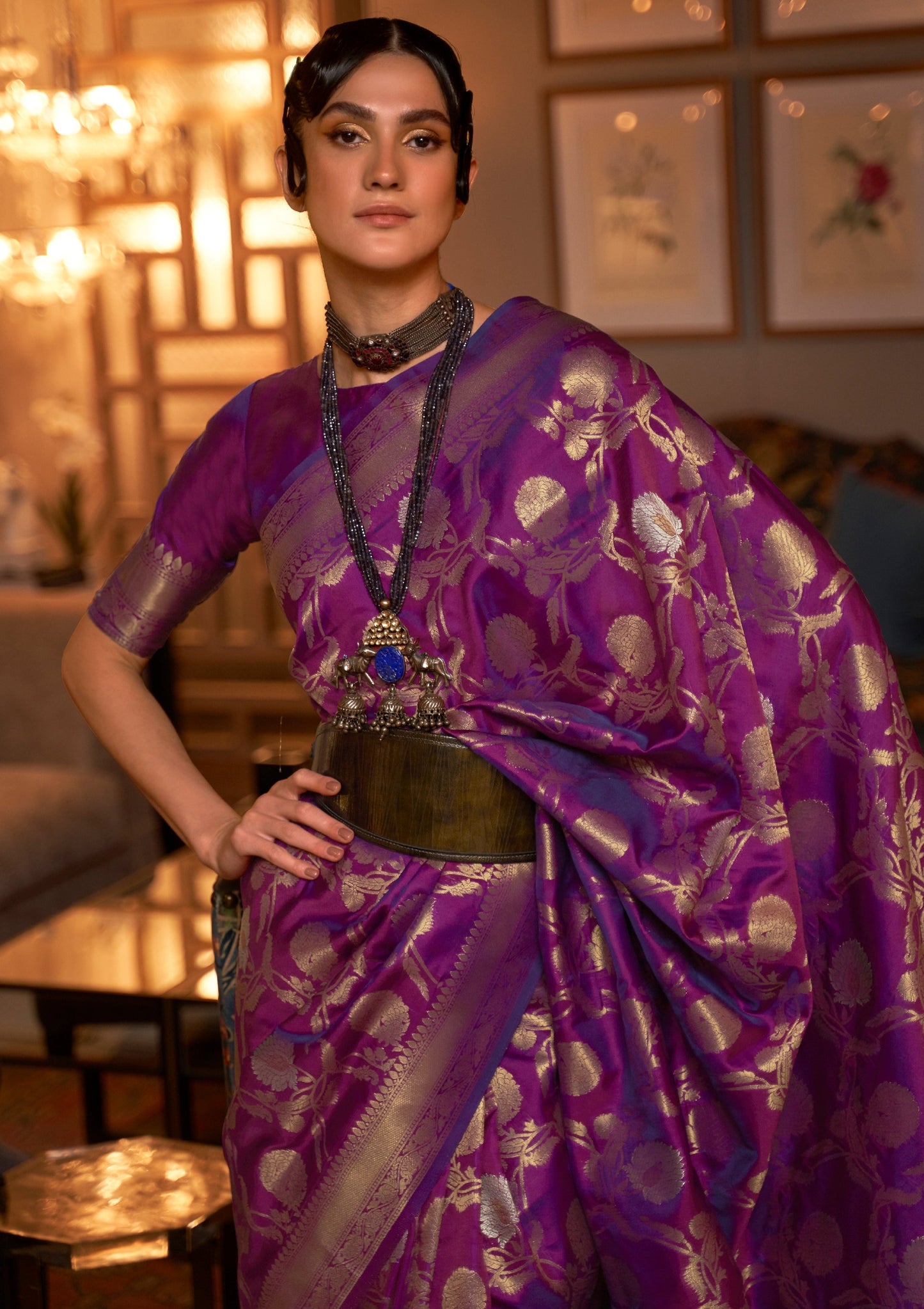 Pure Banarasi Silk Magenta Pink Handloom Saree