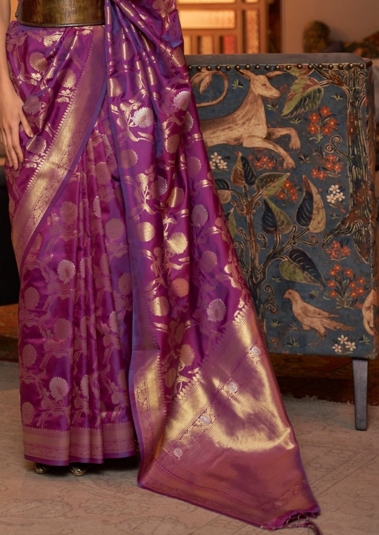 Pure Banarasi Silk Magenta Pink Handloom Saree