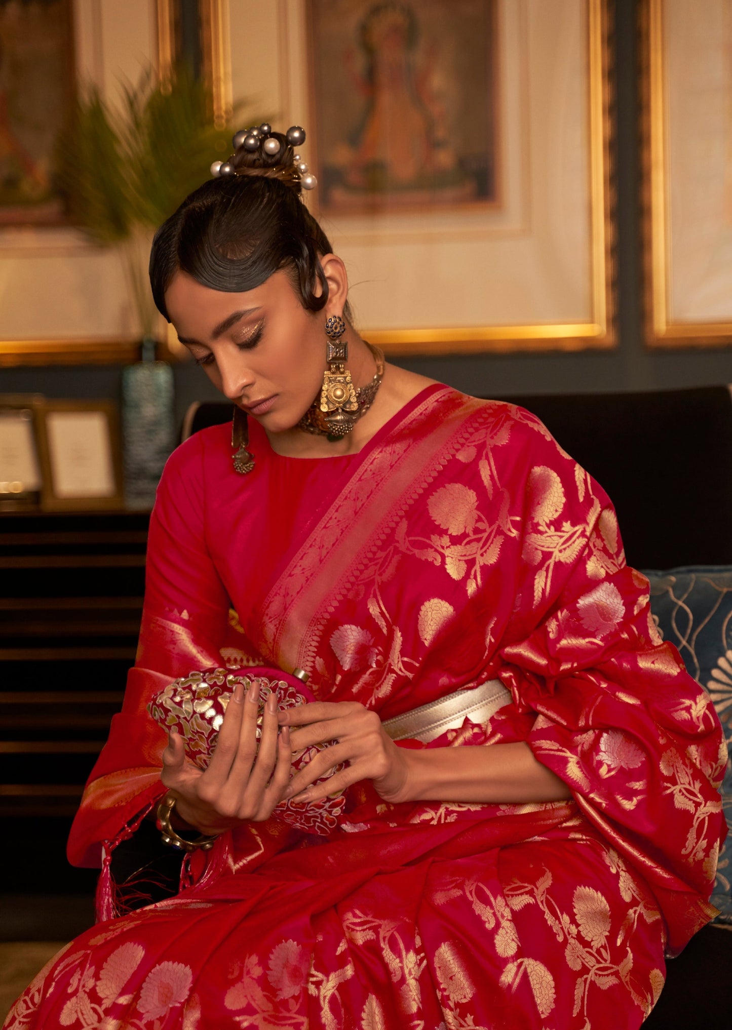 Pure Banarasi Handloom Silk Red Bridal Saree
