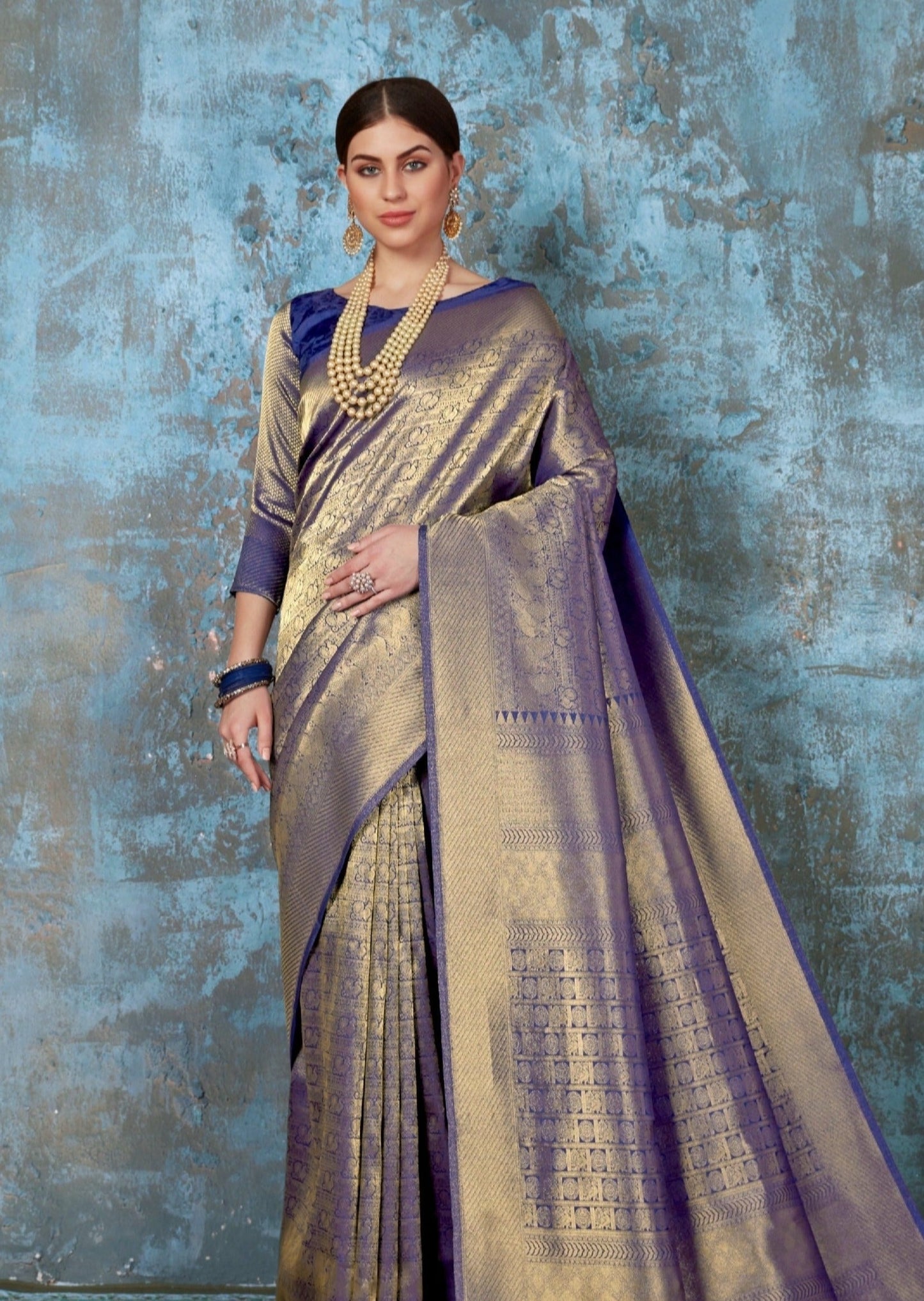 Royal Blue Kanchipuram Silk Bridal Saree