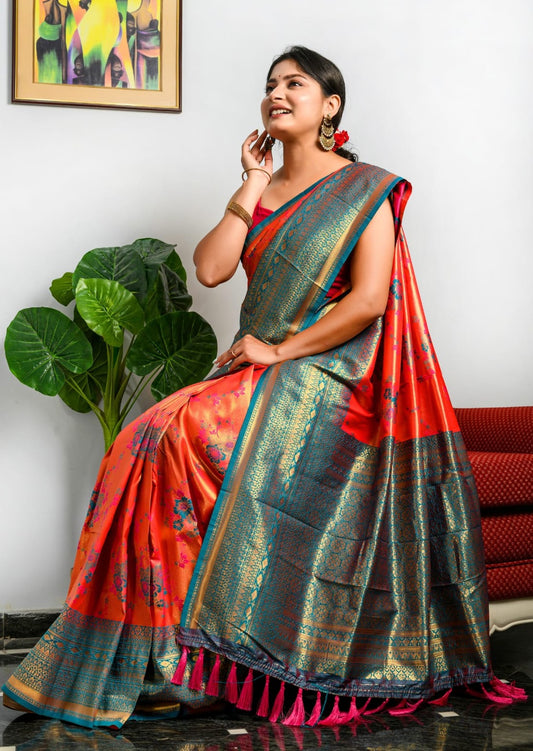 Pure Kanjivaram Silk Red Handloom Saree
