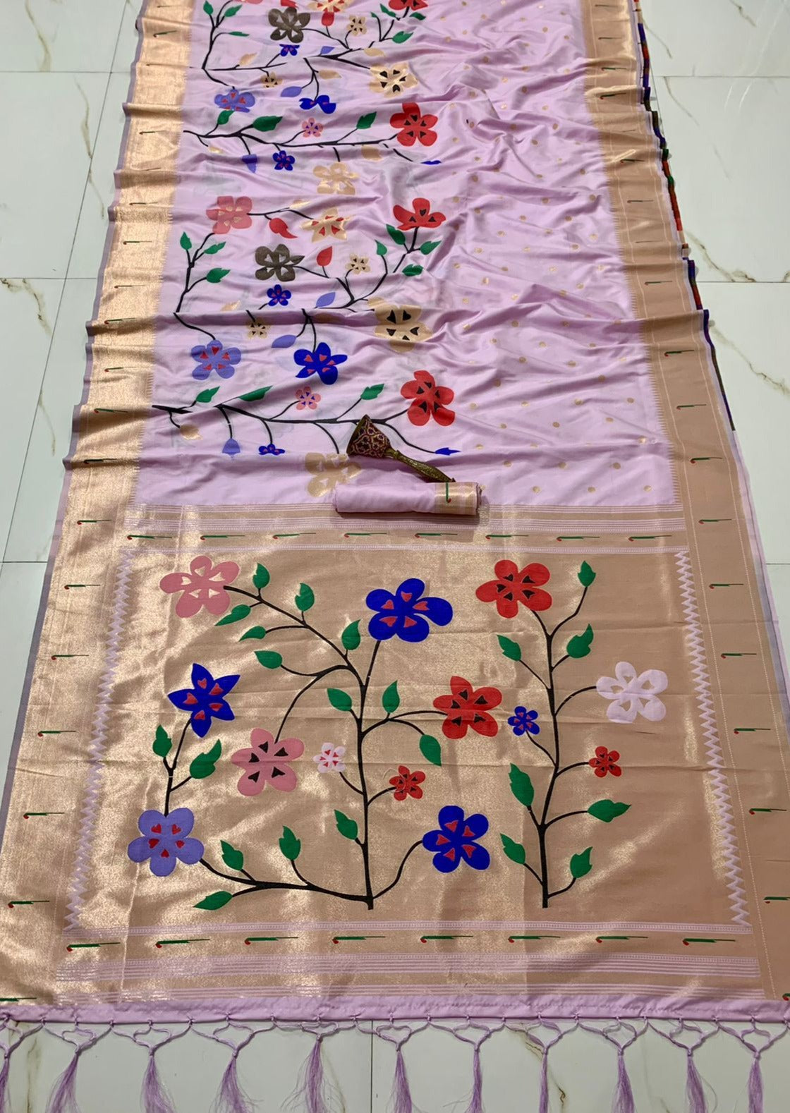 Pure Paithani Handloom Silk Muniya Border Saree (with colour options)