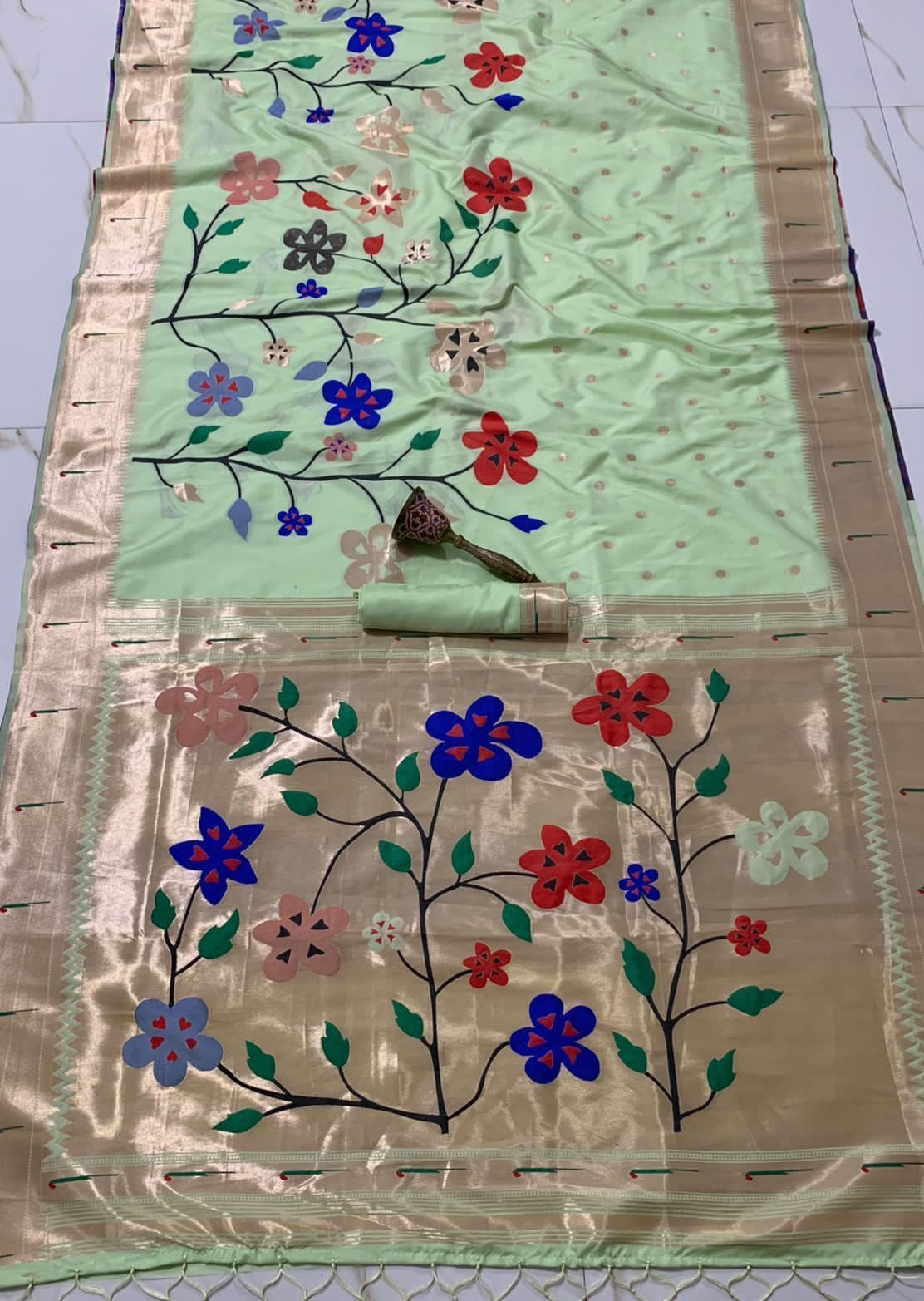 Pure Paithani Handloom Silk Muniya Border Saree (with colour options)