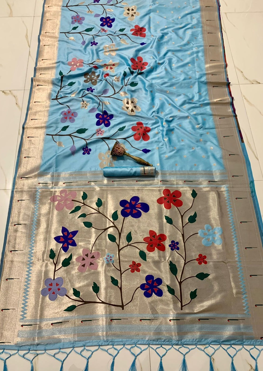 Sky blue Paithani Sarees