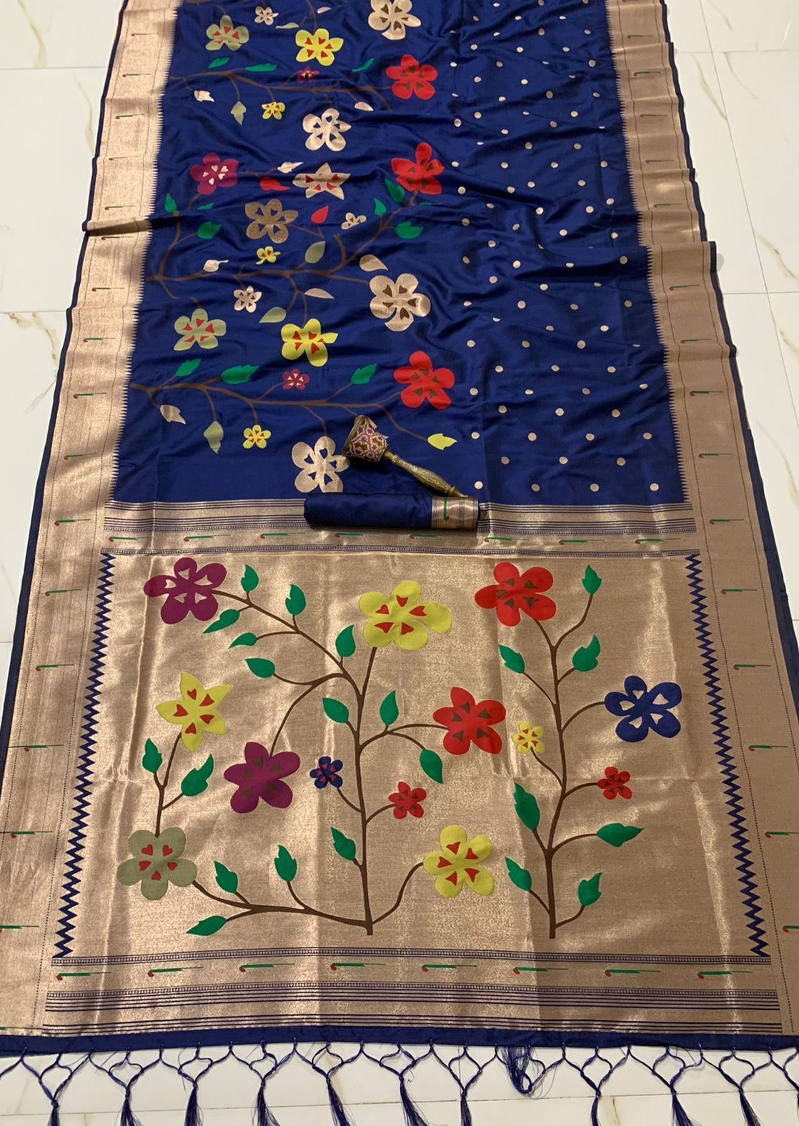 Navy blue Paithani Saree