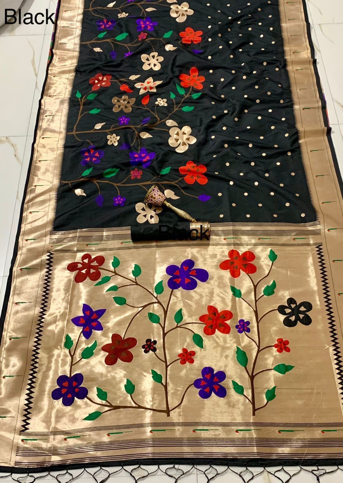 Pure Paithani Handloom Silk Muniya Border Saree (with colour options)