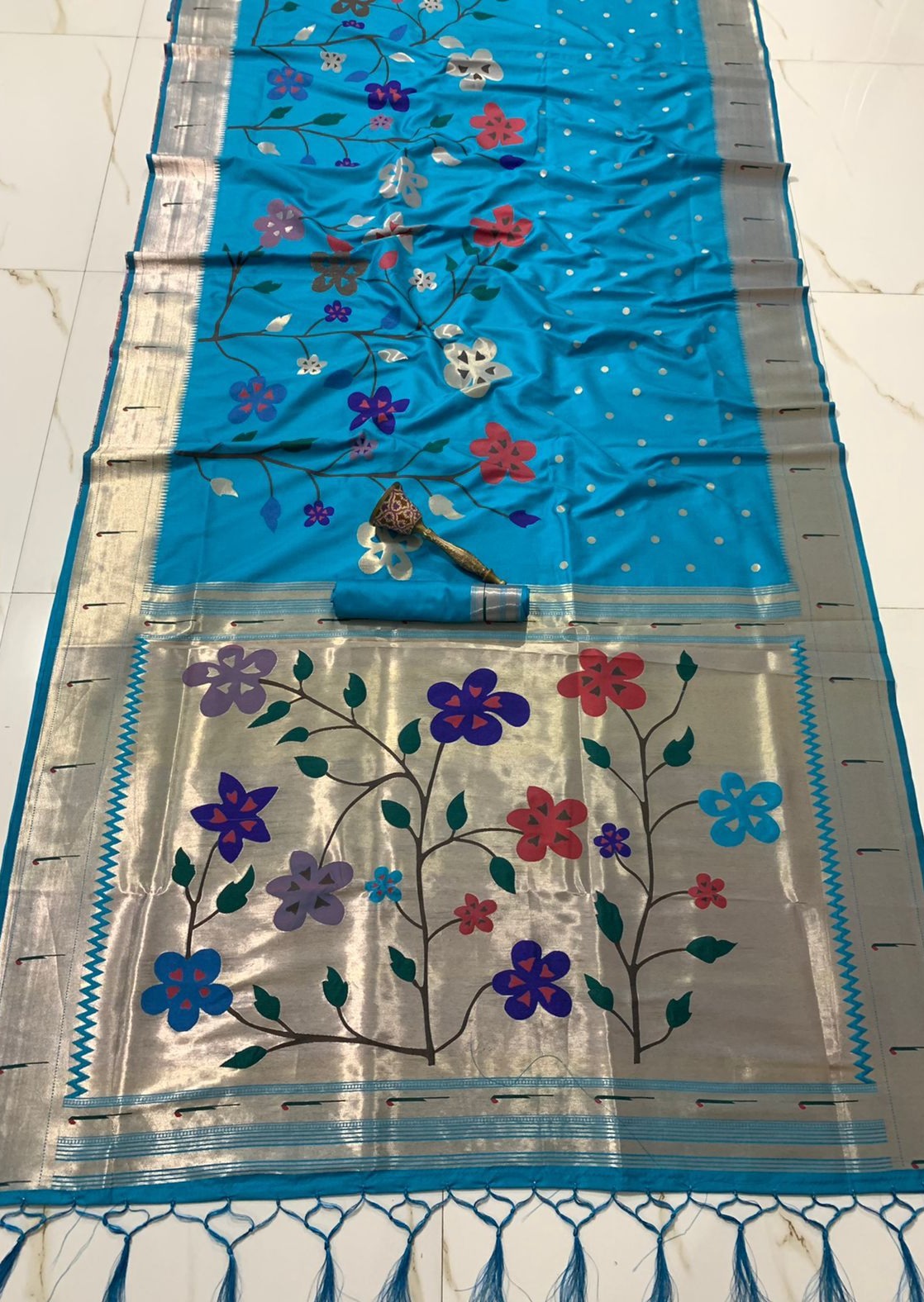 Pure Paithani Handloom Silk Muniya Border Saree (with colour options)