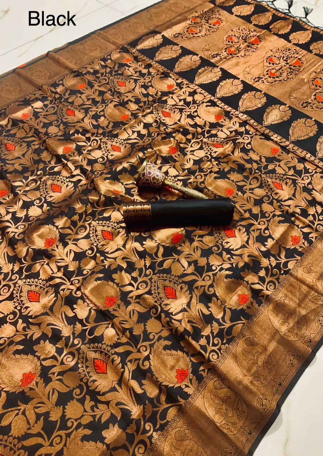 Black Banarasi saree