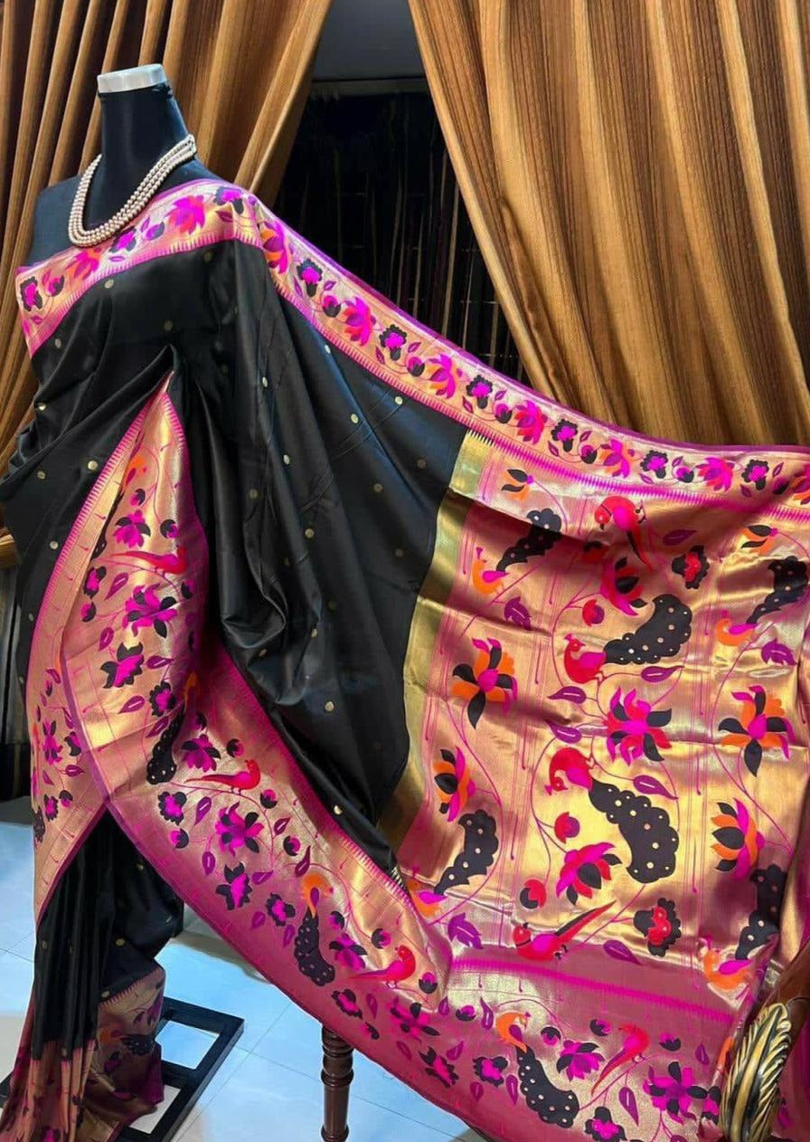 Paithani Silk Handloom Saree (with colour options)