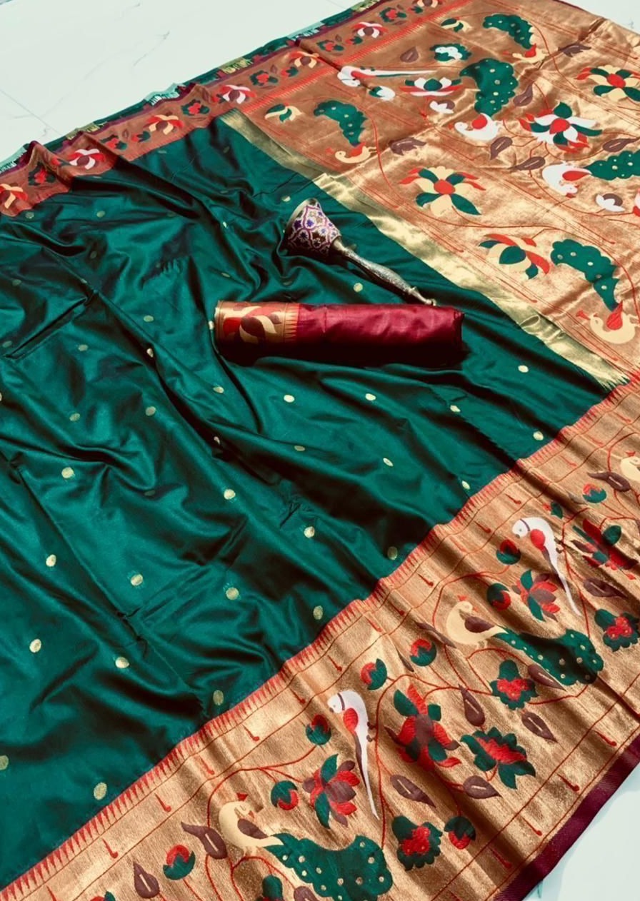Paithani Silk Handloom Saree (with colour options)