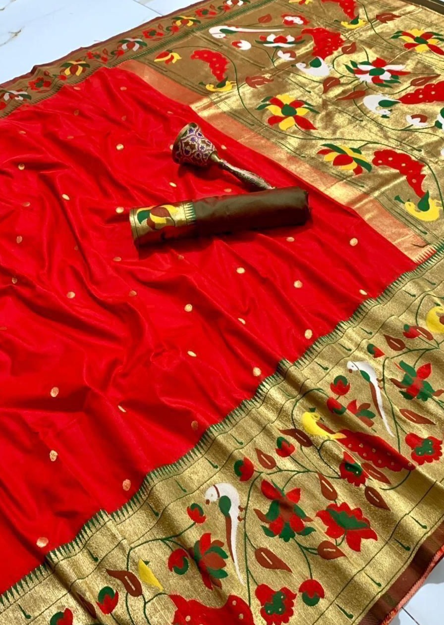 Paithani Silk Handloom Saree (with colour options)
