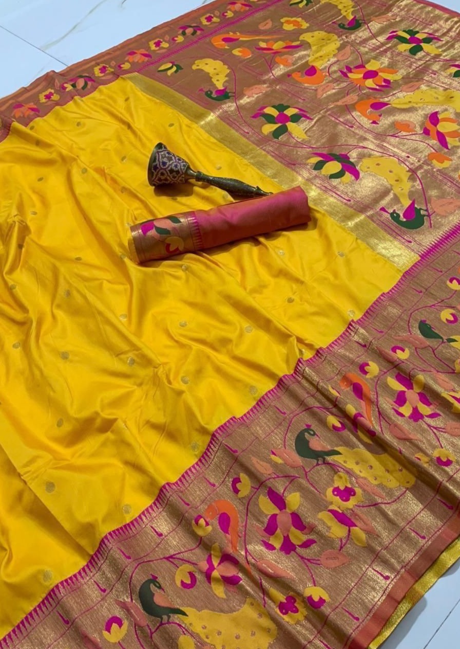 Paithani Silk Handloom Saree (with colour options)