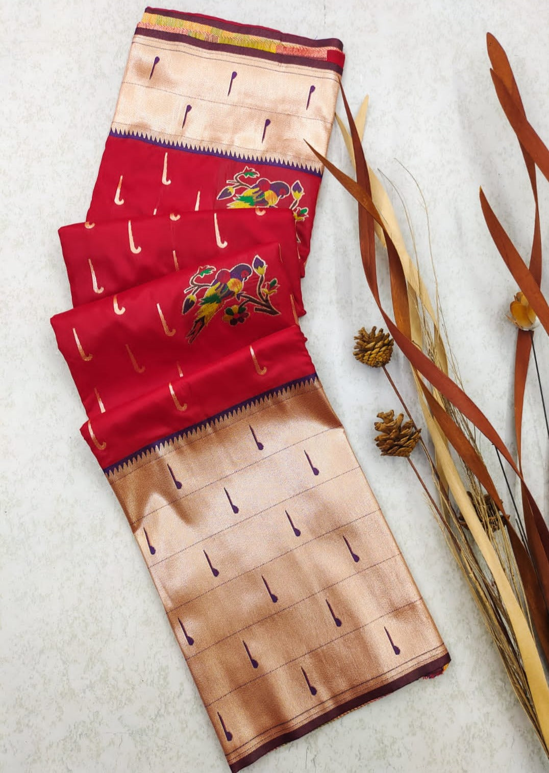 Red Paithani saree