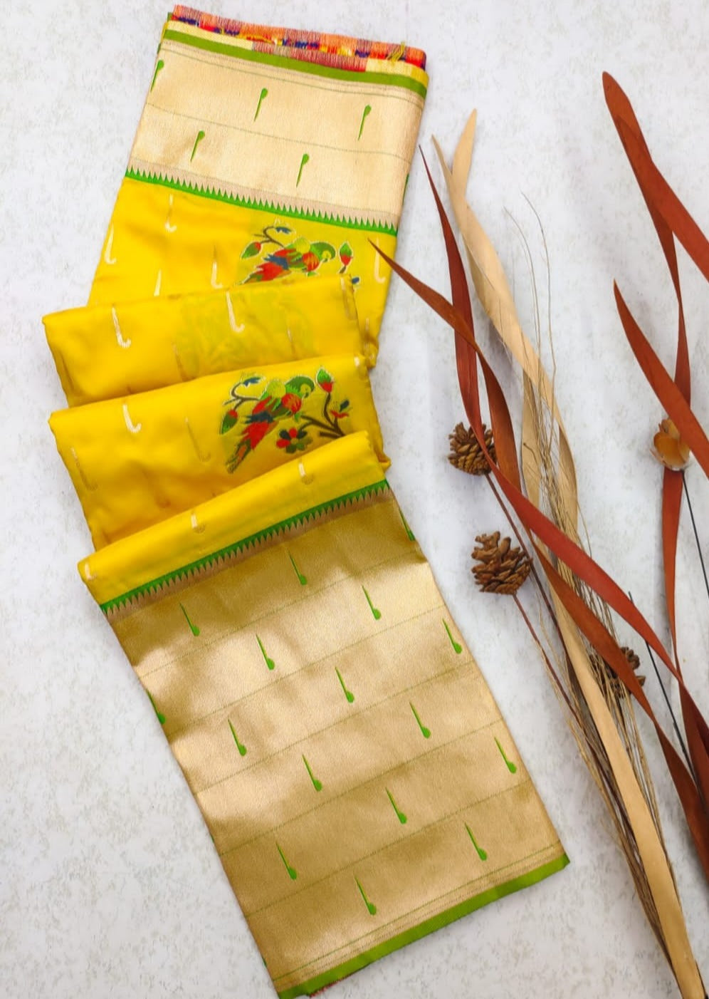 Yellow Paithani saree
