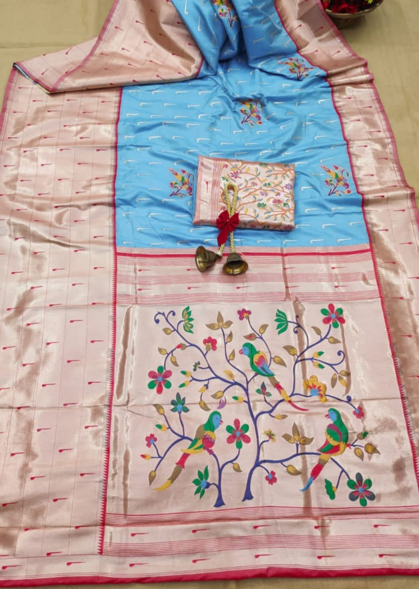 Pure Paithani Handloom Silk Bridal Saree (with colour options)