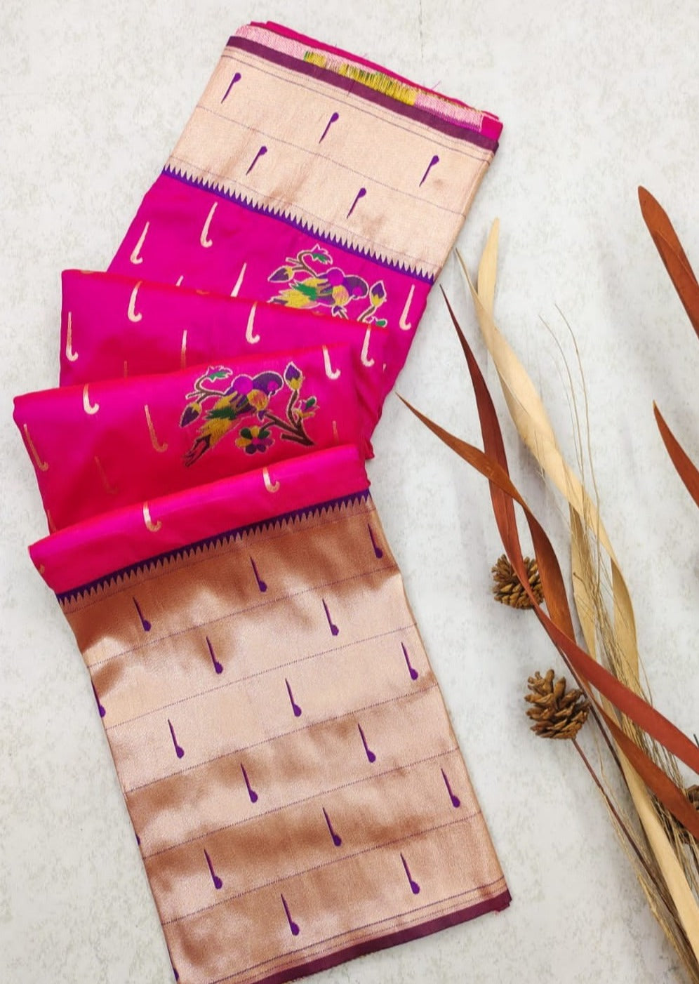 Muniya Border Paithani Silk saree online usa shopping.