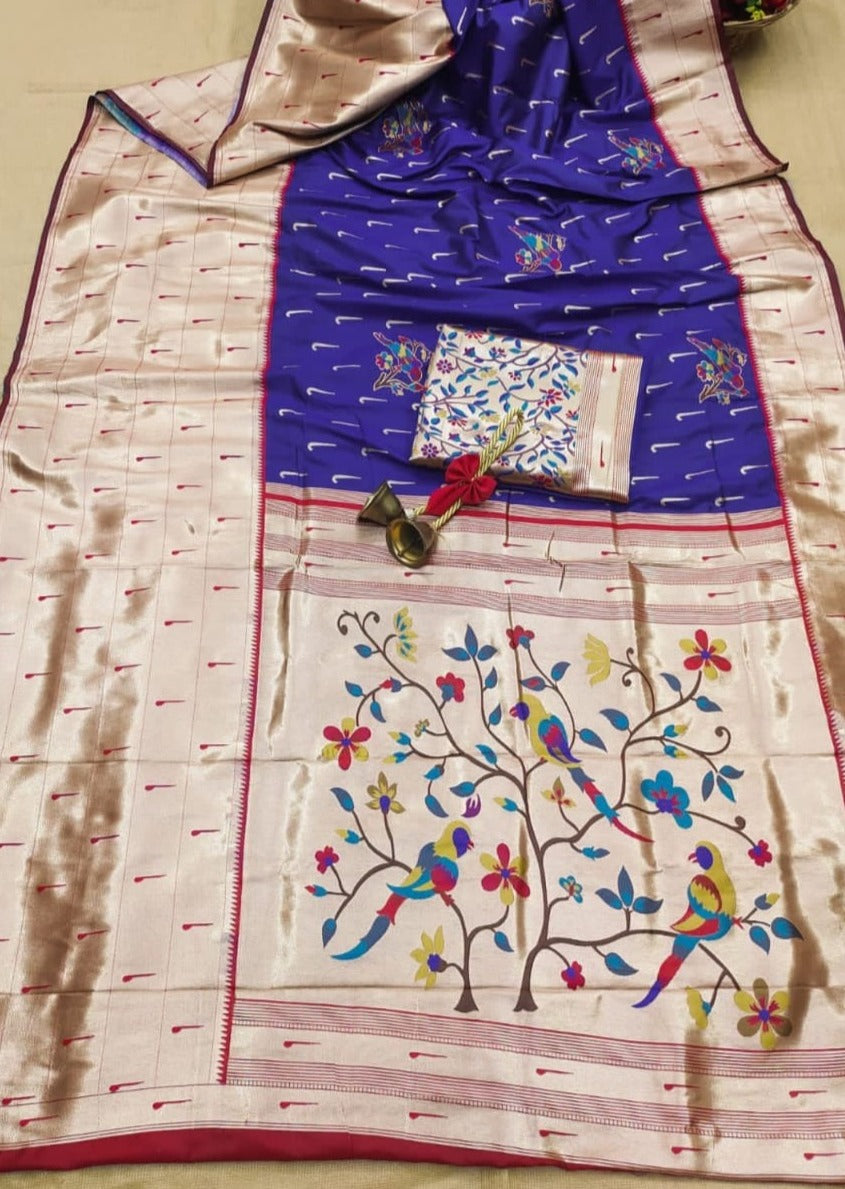 Blue Paithani Silk saree