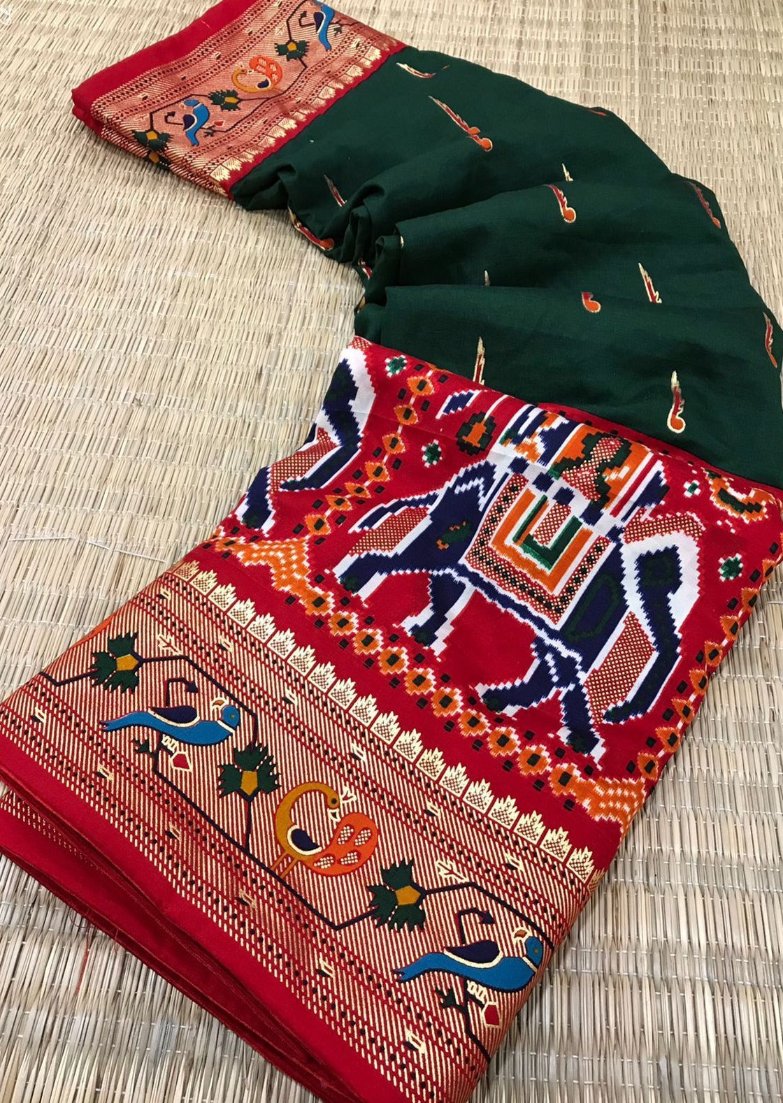 Fusion Patola Saree with Paithani Border Pallu (with colour options)