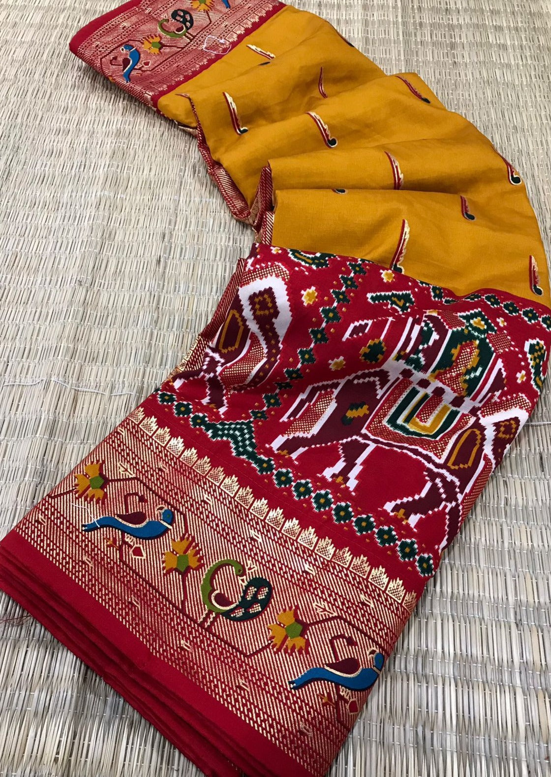 Fusion Patola Saree with Paithani Border Pallu (with colour options)