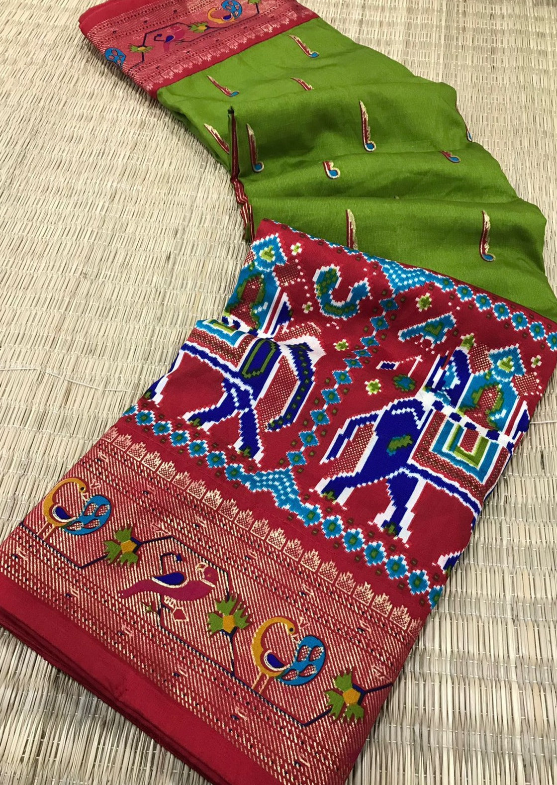 Fusion Patola Saree with Paithani Border Pallu (with colour options)