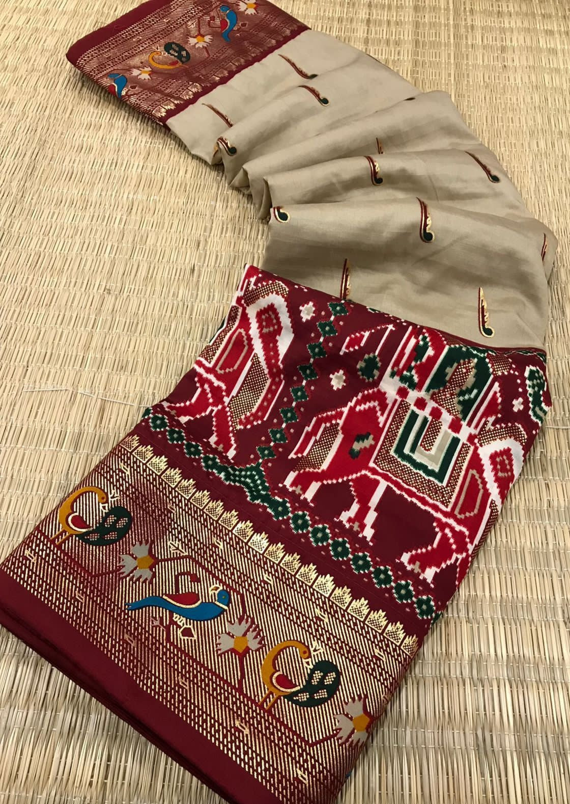 Fusion Patola Saree with Paithani Border Pallu (with colour options)