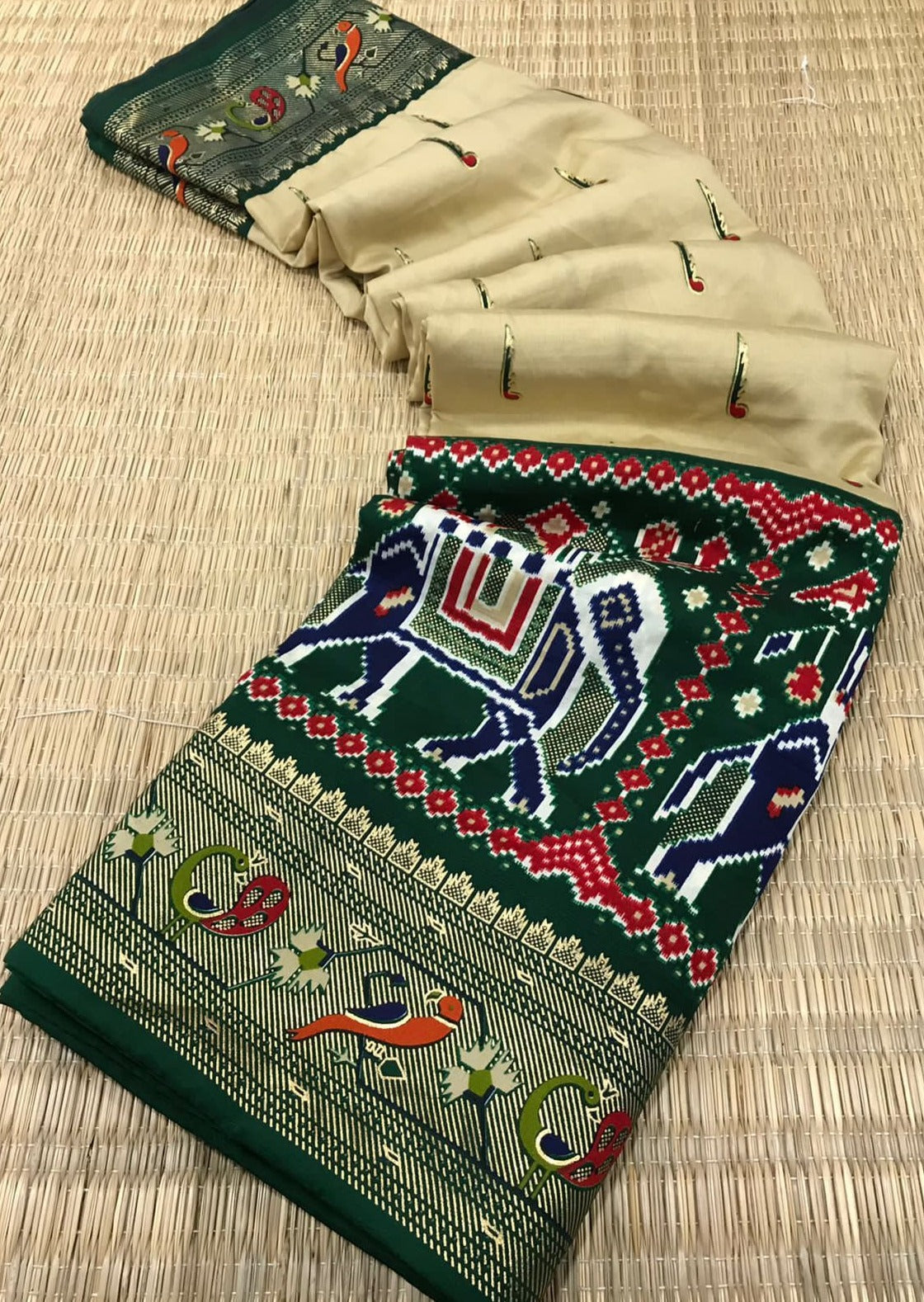 Fusion Patola Saree with Paithani Border Pallu (with colour options)