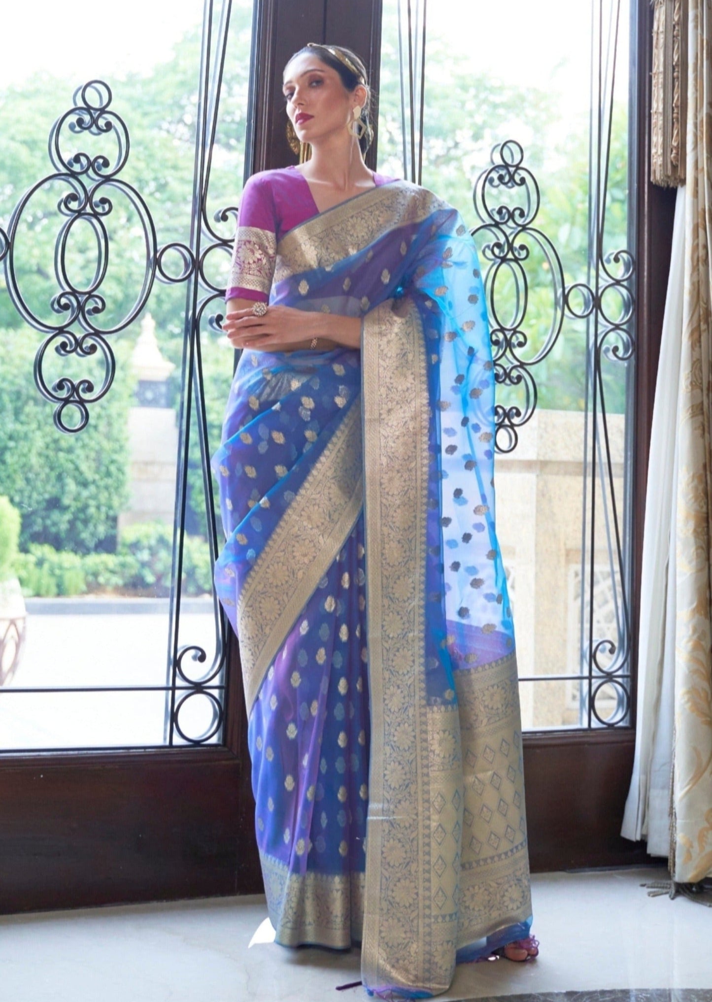 Pure Handloom Organza Lavender Purple Saree