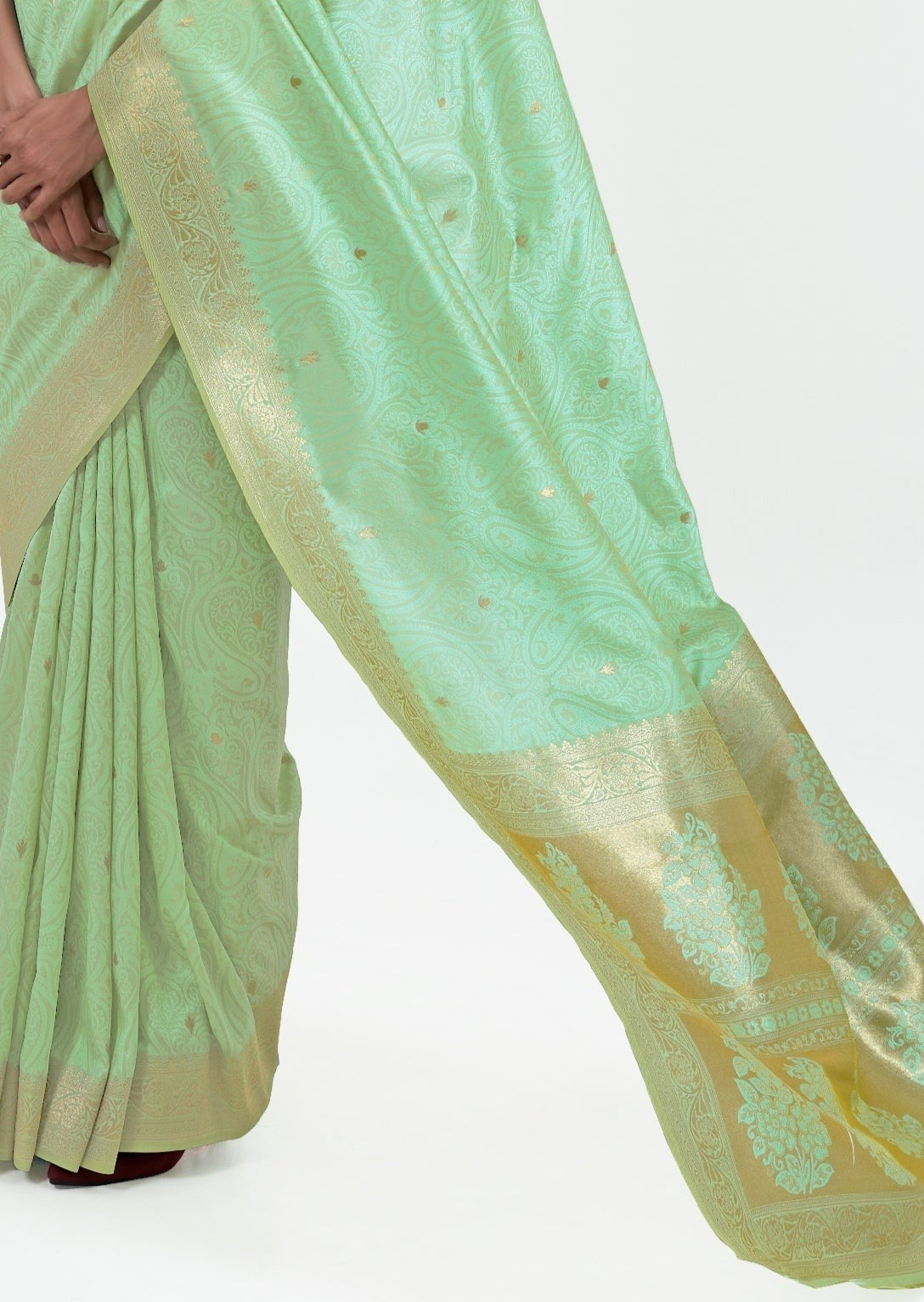 Banarasi Silk Pista Green Saree