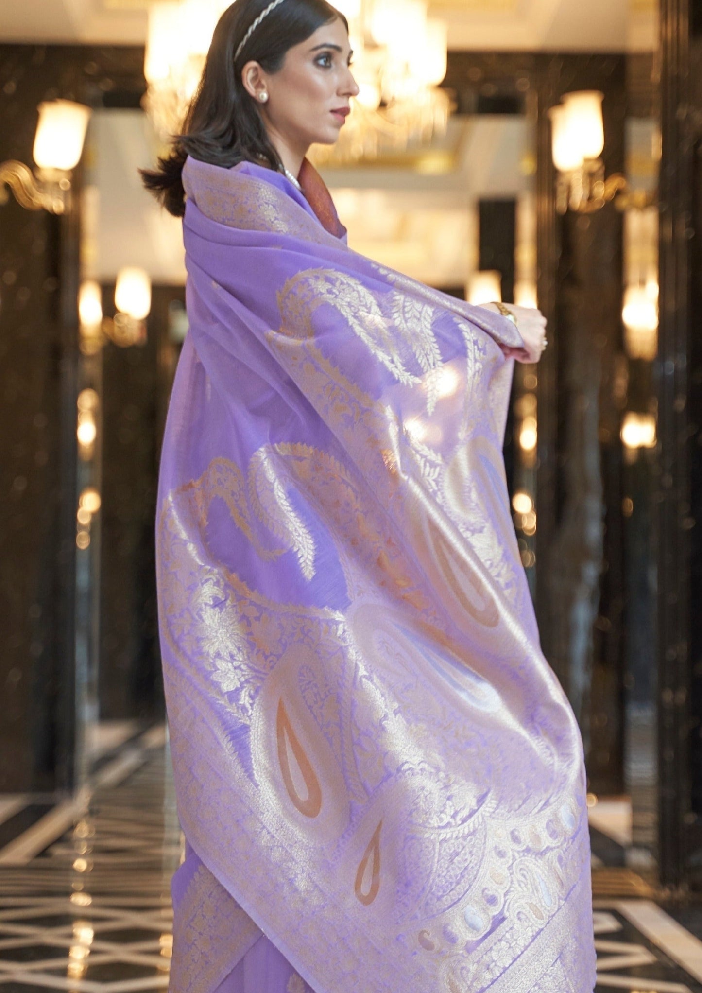 Pure banarasi linen saree online shopping with price.