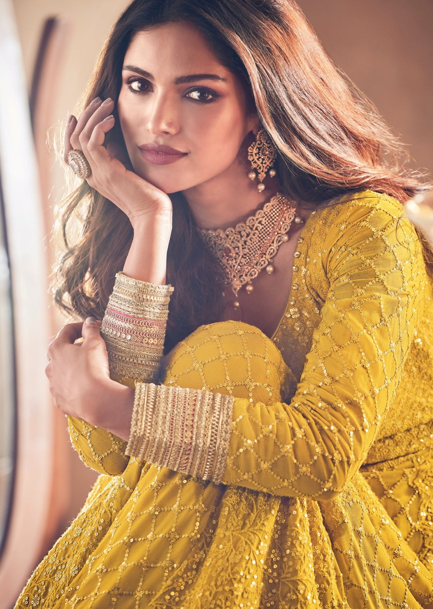 Yellow Anarkali Suit With Dupatta