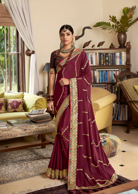 Abira Silk Maroon Red Saree