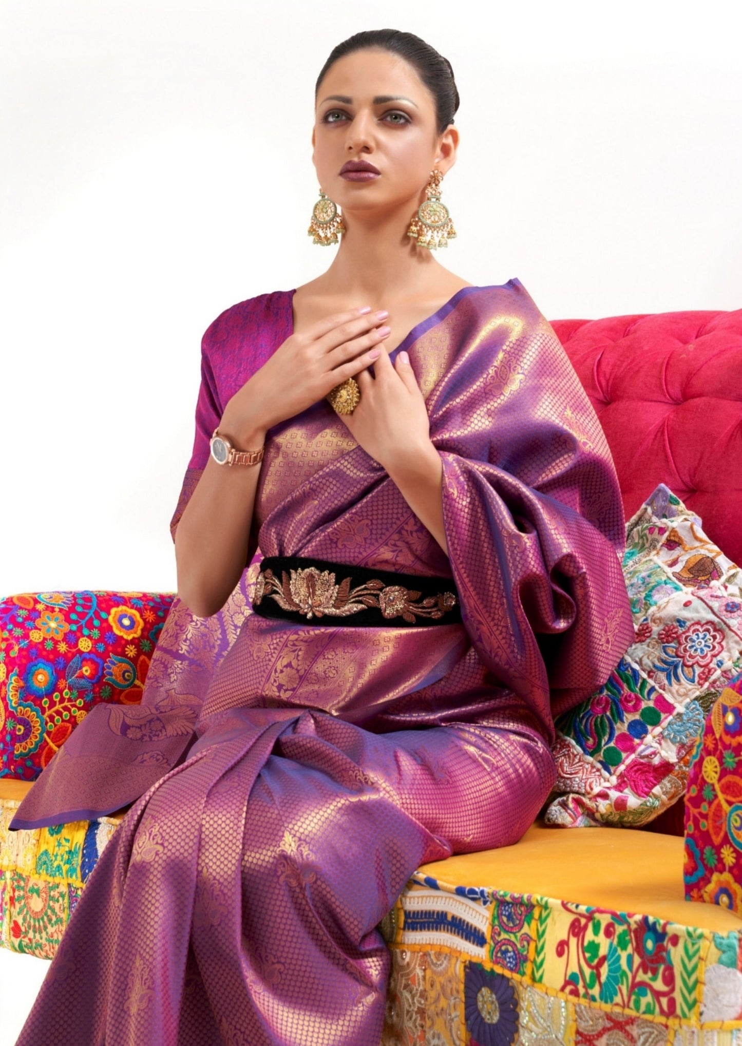 Pure Kanjivaram Silk Magenta Pink Saree