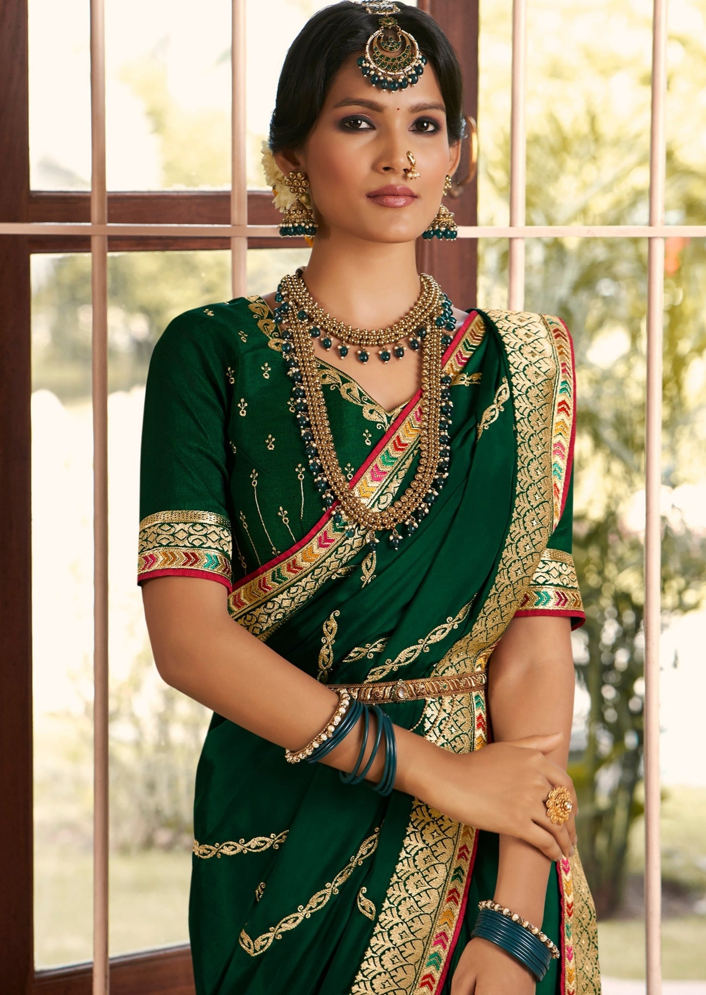 Abira Silk Royal Green Saree