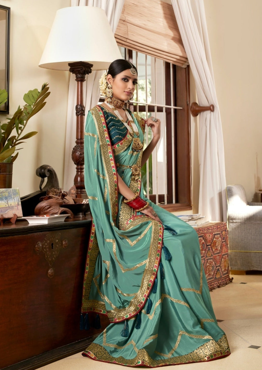 Abira Silk Pastel Blue Saree