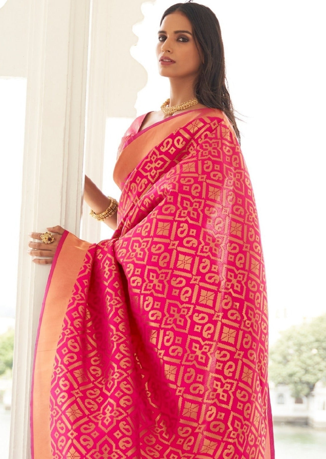 Candy Red Banarasi Silk Saree