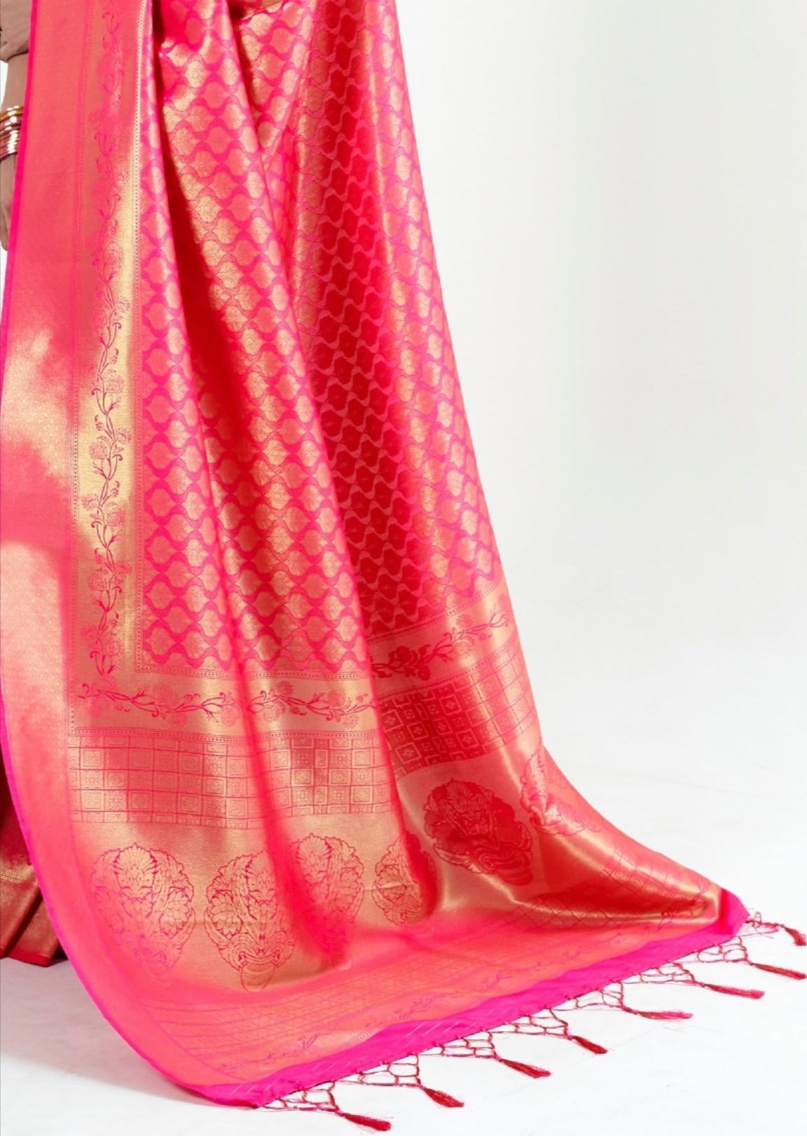 Hot Pink Kanjivaram Silk Saree