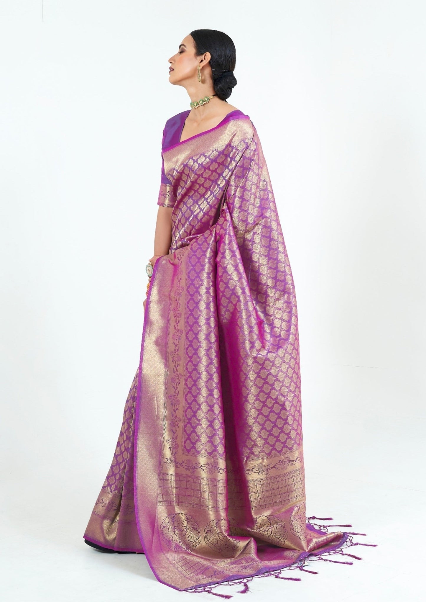 Violet Kanchipuram Silk Handloom Saree
