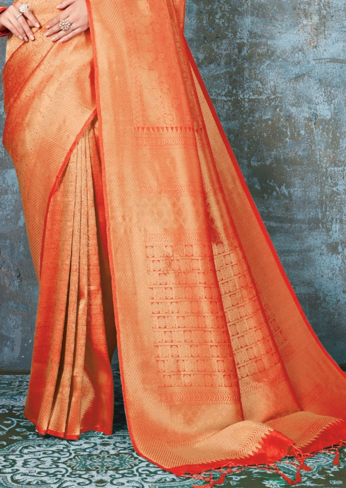 Royal Look Orange Kanjivaram Silk Saree