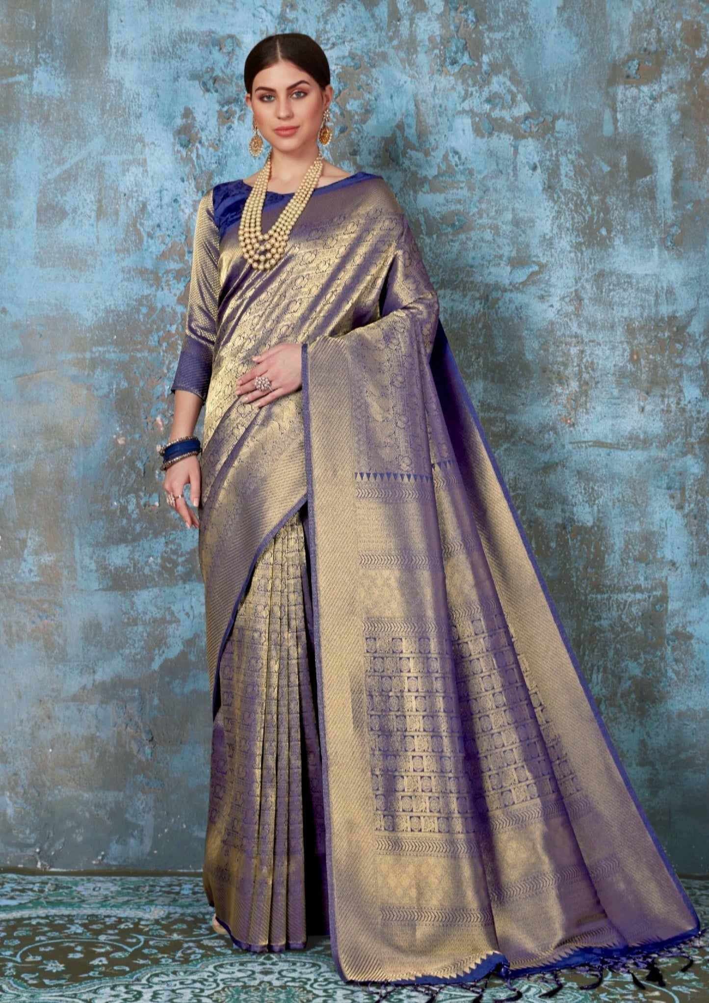 Royal Blue Kanchipuram Silk Bridal Saree