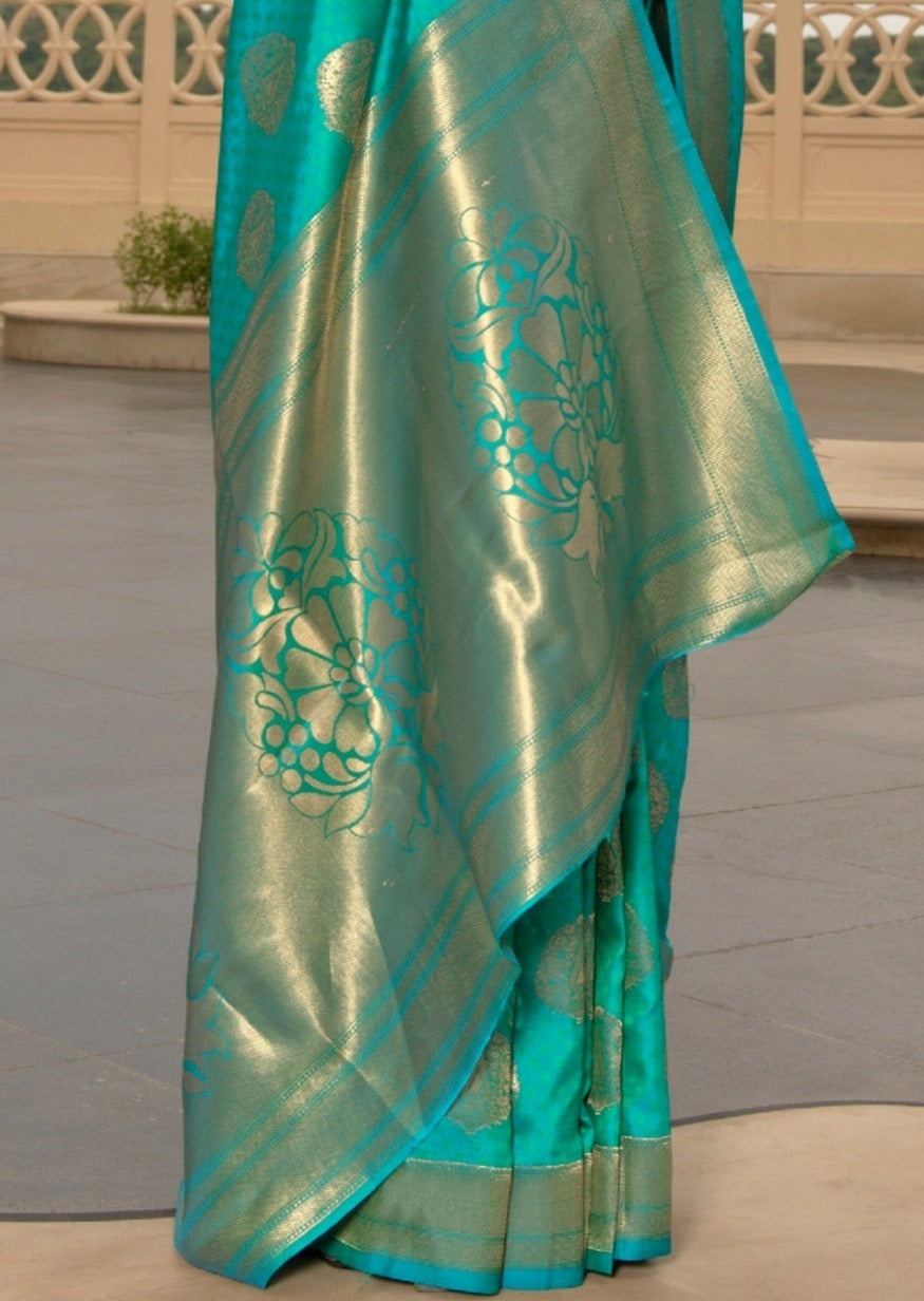 Handloom Banarasi Silk Designer Blue Saree