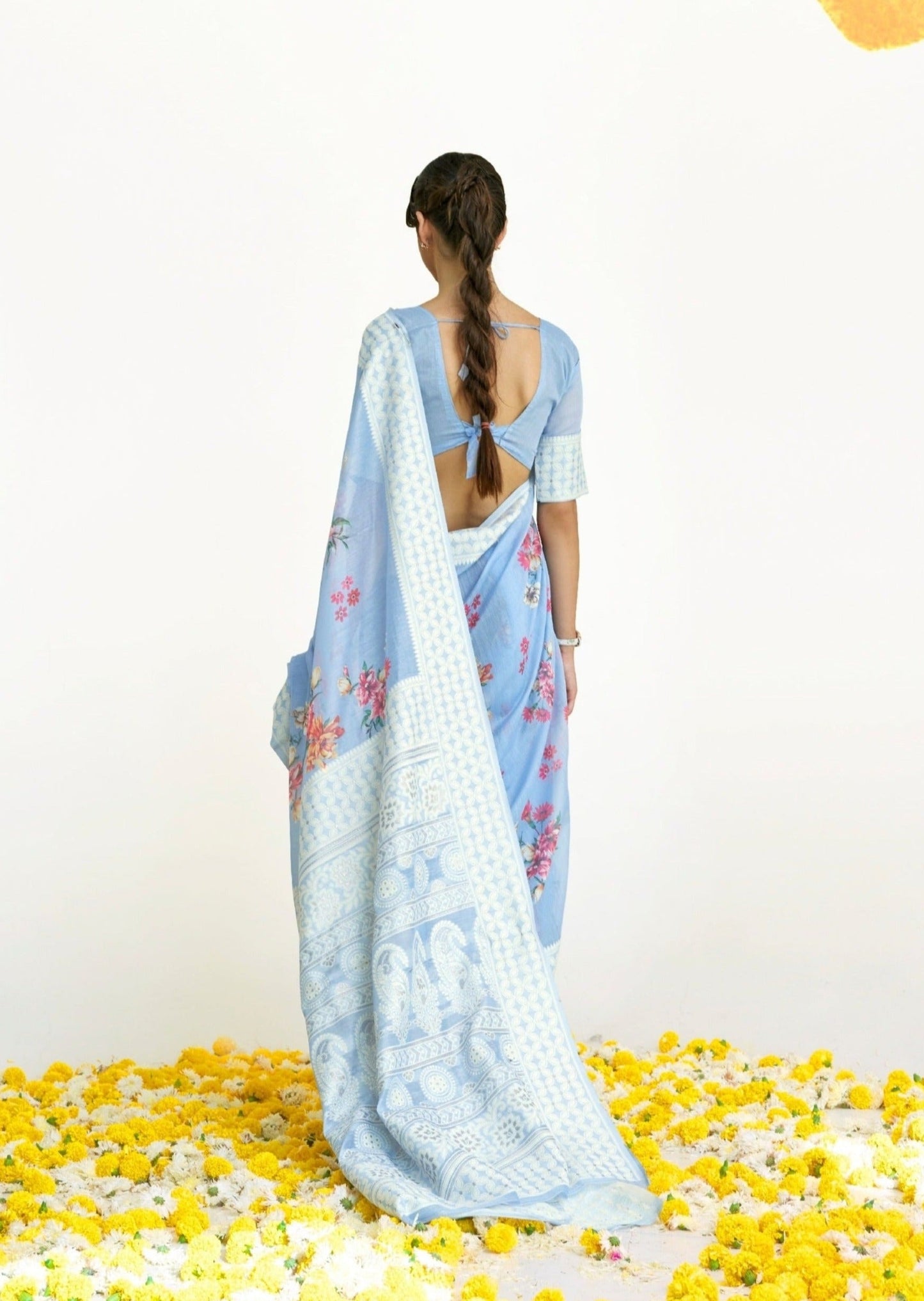 Blue lucknowi Chikankari saree online