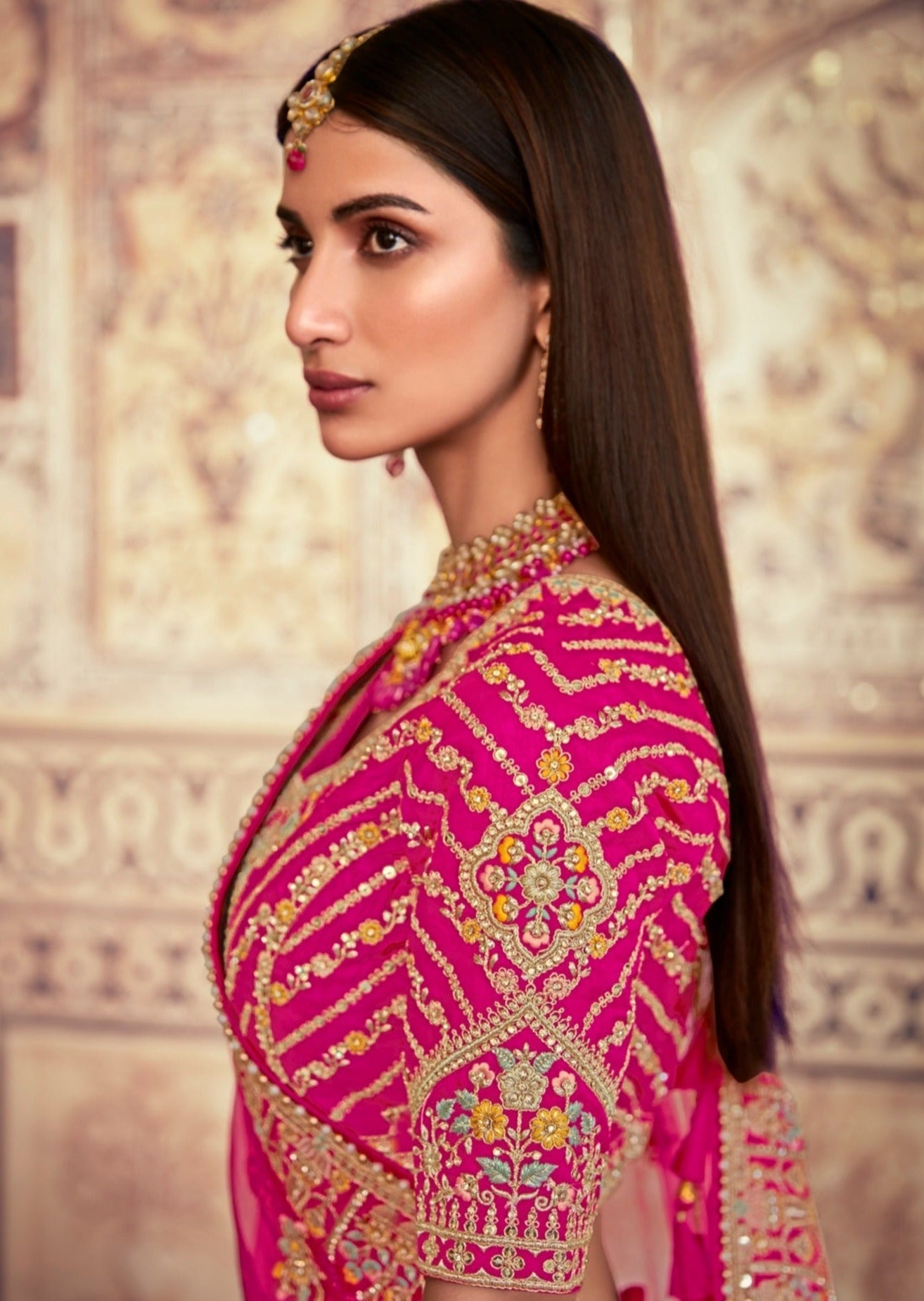 Hot Pink Designer Bridal Lehenga Choli